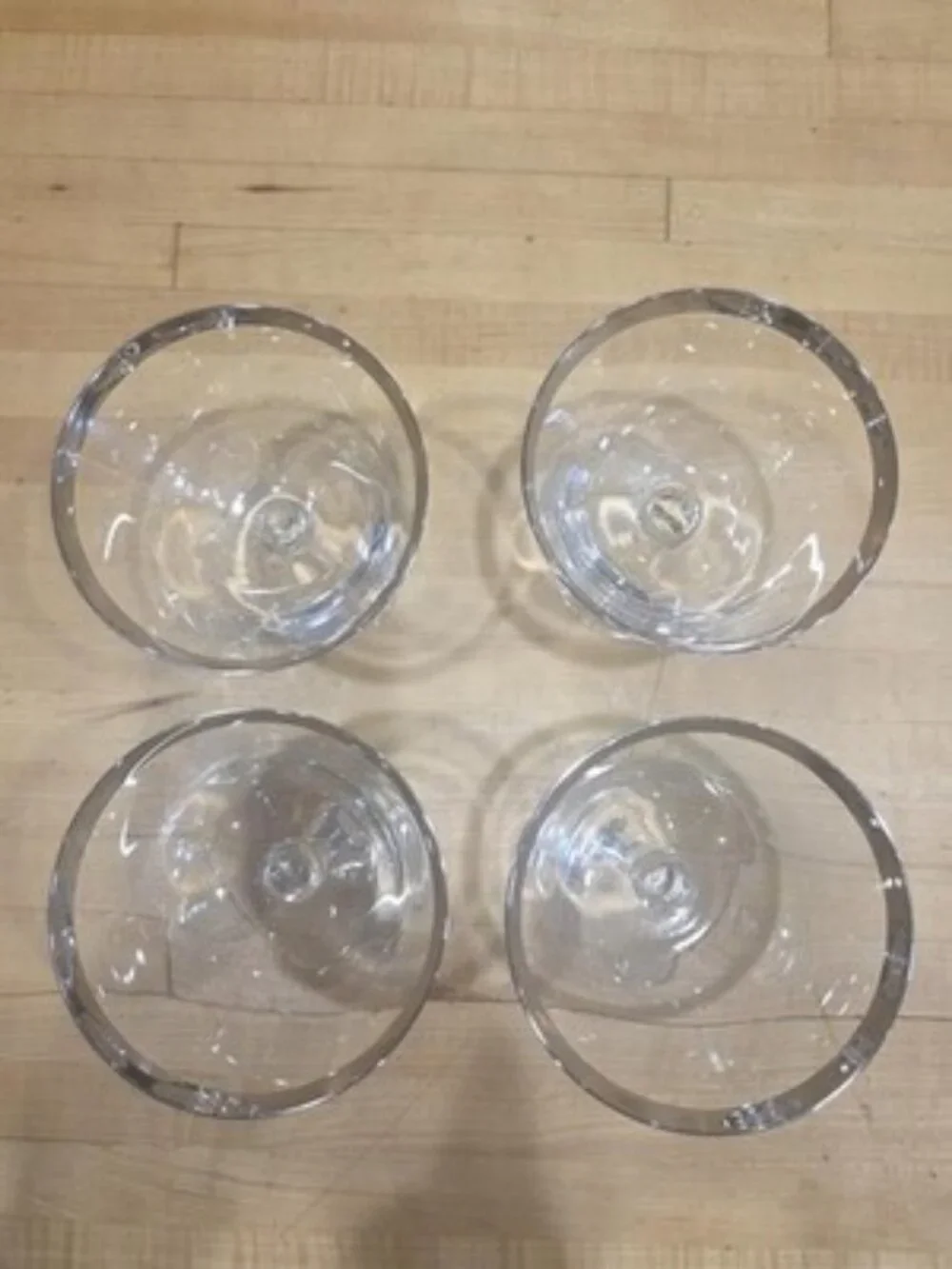 Vintage Platinum Rim Crystal Champagne Coupe Glasses Cocktail Stemware Set of 4